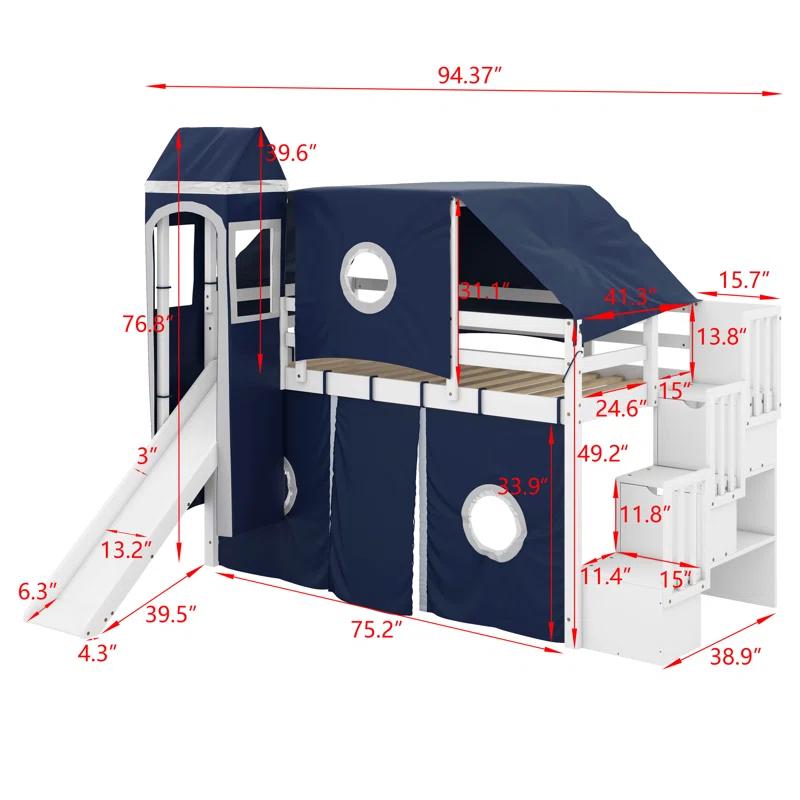 Harper Orchard Loft Bed with Tent and Tower -