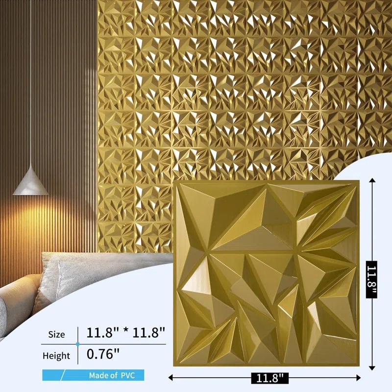 HD FLOORING, INC. Art3d 33-Pack 3D Wall Panels For Interior Wall Decor, Diamond Textured Feature Wall Paneling For Gaming Living Room TV Wall Background Accent Wall