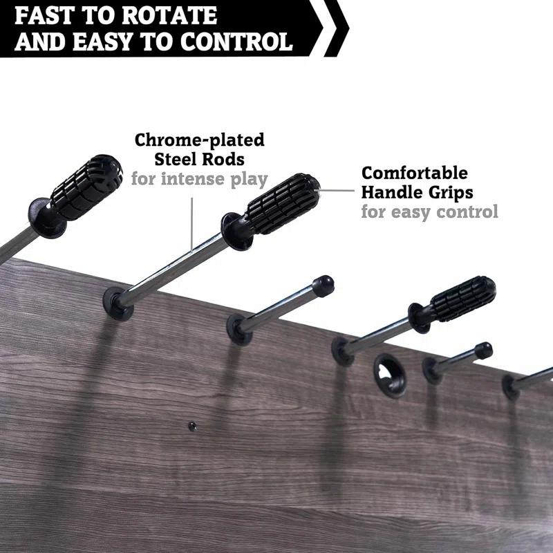 Phantoscope Hall Of Games Foosball Tables Multiple Styles, Soccer With Durable & Stylish Designs With Tabletop Sports Soccer Balls, Perfect For Family Game Rooms,Wood Grain/Red,Engineered Wood, Wood, Plastic, Metal