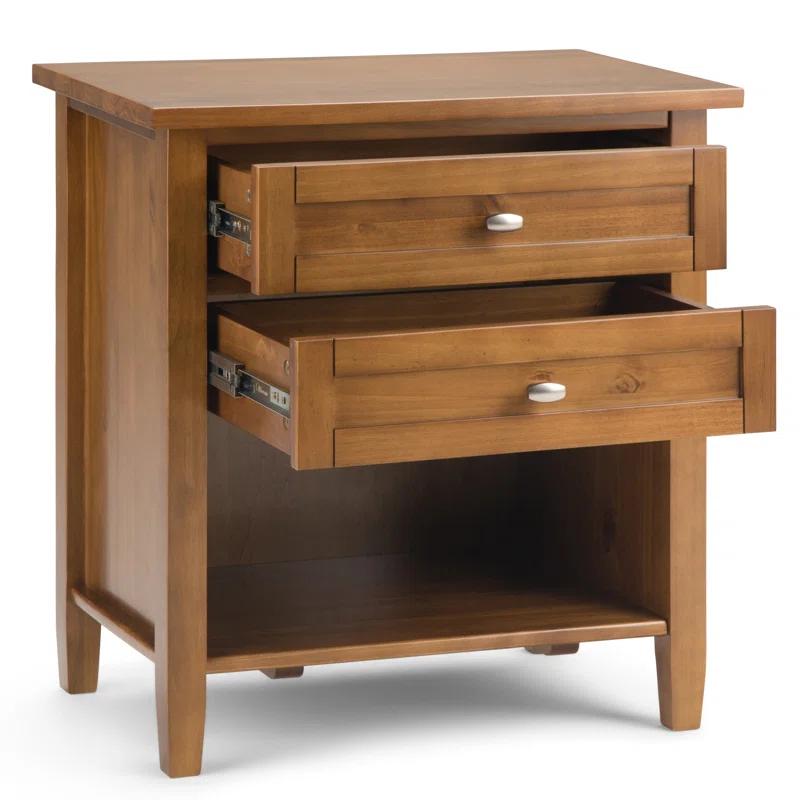 Simpli Home Warm Shaker 24"W Solid Wood Bedside Table with Two Drawers