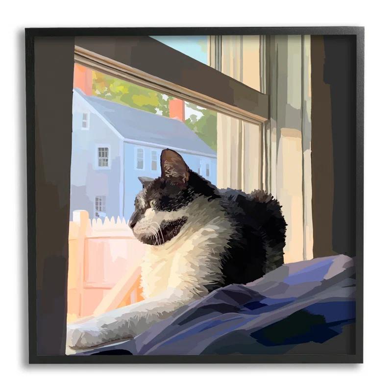 Stupell Industries " Warm Sunlit Cat Neighborhood Windowsill " by Emily Kalina Painting Print