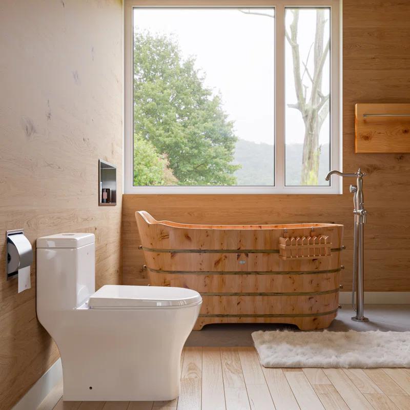 59'' x 25.6'' Freestanding Soaking Solid Surface Bathtub