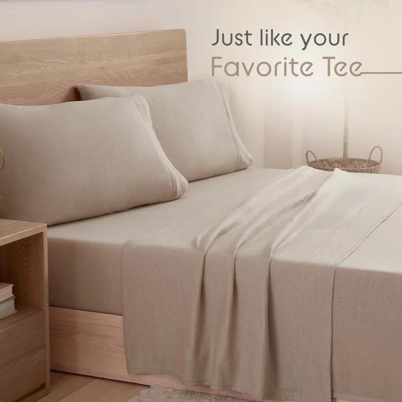 Vellux Vellux 3-Pc. Twin Solid Jersey Knit Sheets - Cotton Blend, Deep Pocket, Ultra Soft