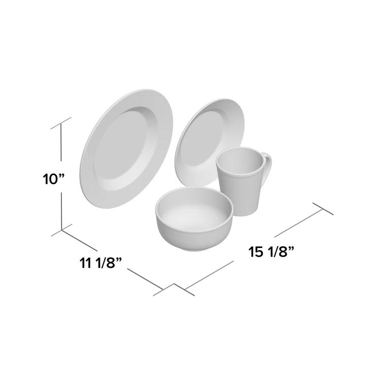 Elle Decor Juliette 16 Piece Porcelain China Dinnerware Set - Service for 4