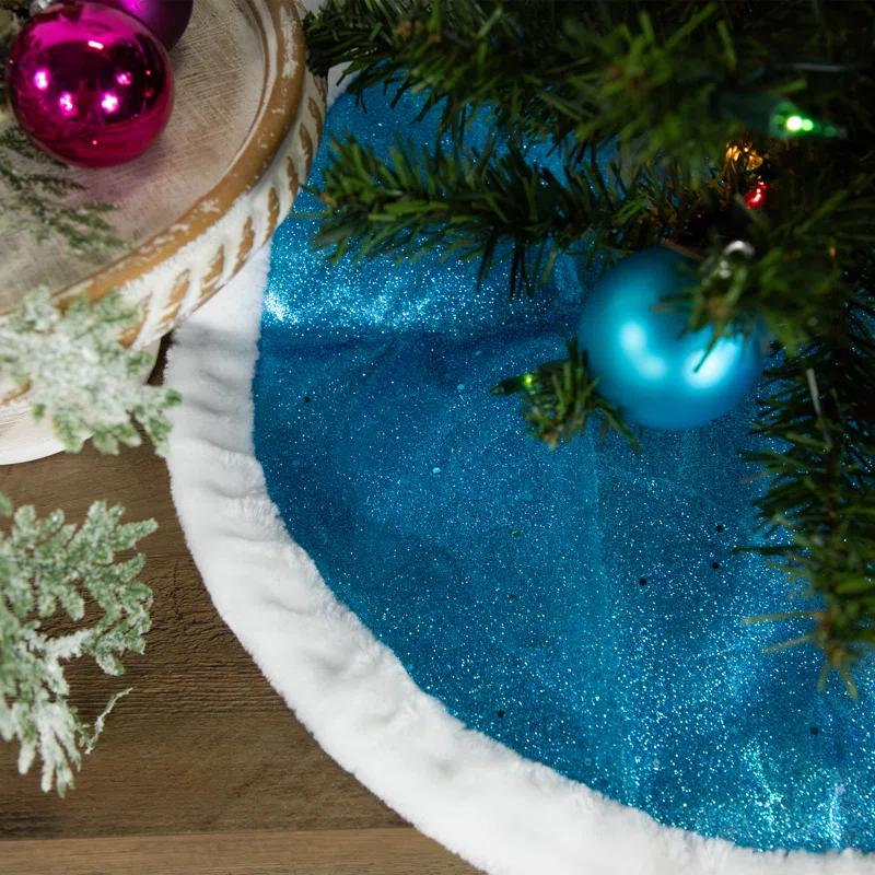 Northlight Seasonal 20" Glittered Mini Christmas Tree Skirt with Faux Fur Trim