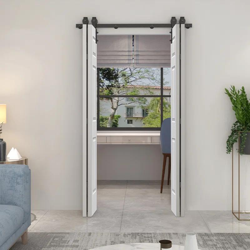 Calhome Paneled MDF Composite Double Bifold Barn Doors with Installation Hardware Kit