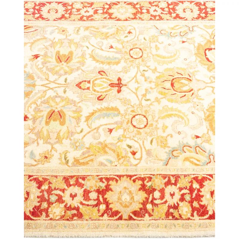 Hand-Knotted Wool Oriental Traditional Ivory Area Rug 3' 2" x 5' 2"