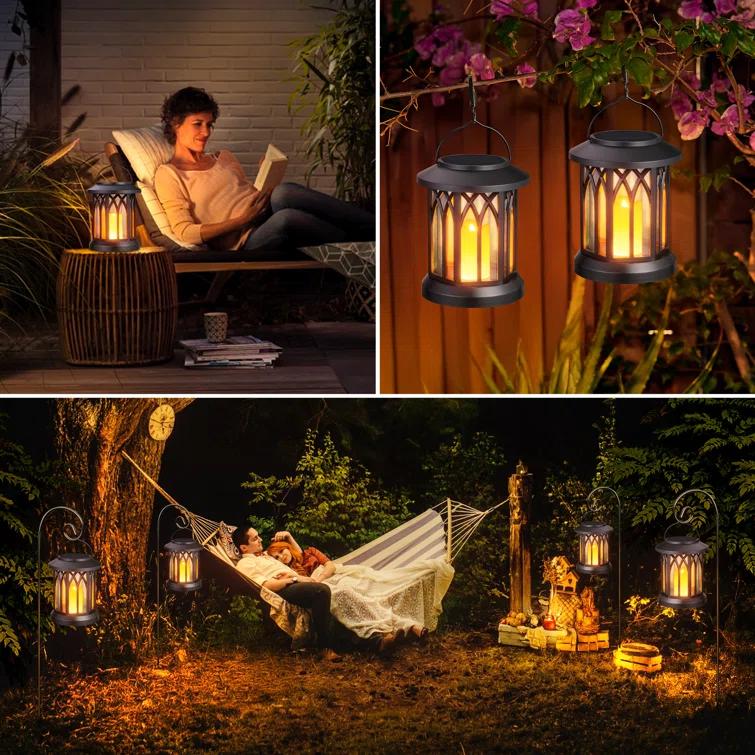 KOOPER Solar Lantern Outdoor Lights, Upgraded Flickering Candle Solar Lanterns Lights Outdoor Waterproof, Hanging Outdoor Solar Lanterns Lights, Solar Powered Lanterns For Yard Garden Decor (Set of 2)