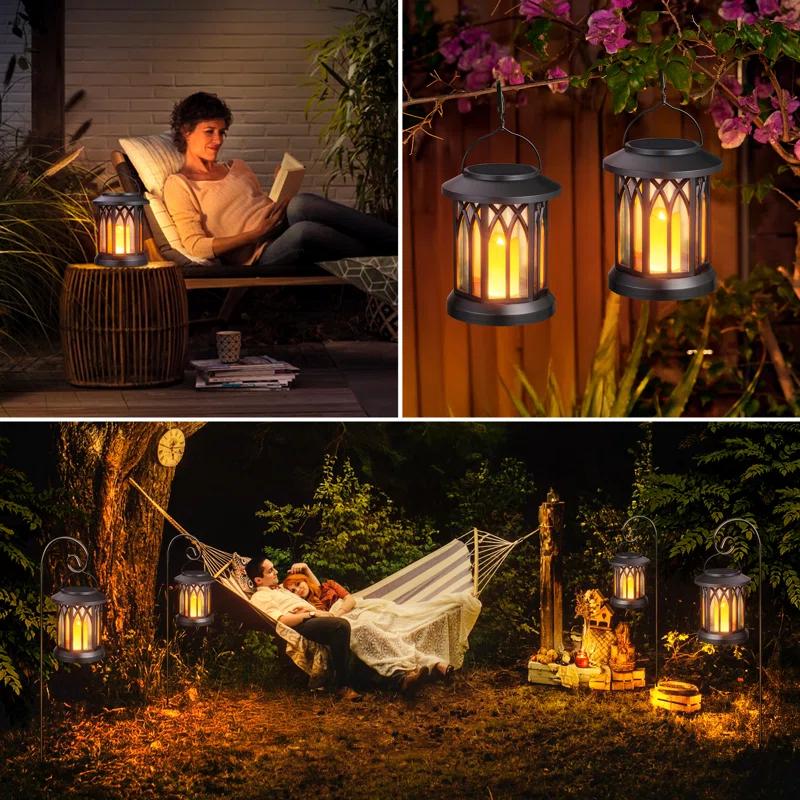 KOOPER Solar Lantern Outdoor Lights, Upgraded Flickering Candle Solar Lanterns Lights Outdoor Waterproof, Hanging Outdoor Solar Lanterns Lights, Solar Powered Lanterns For Yard Garden Decor (Set of 2)