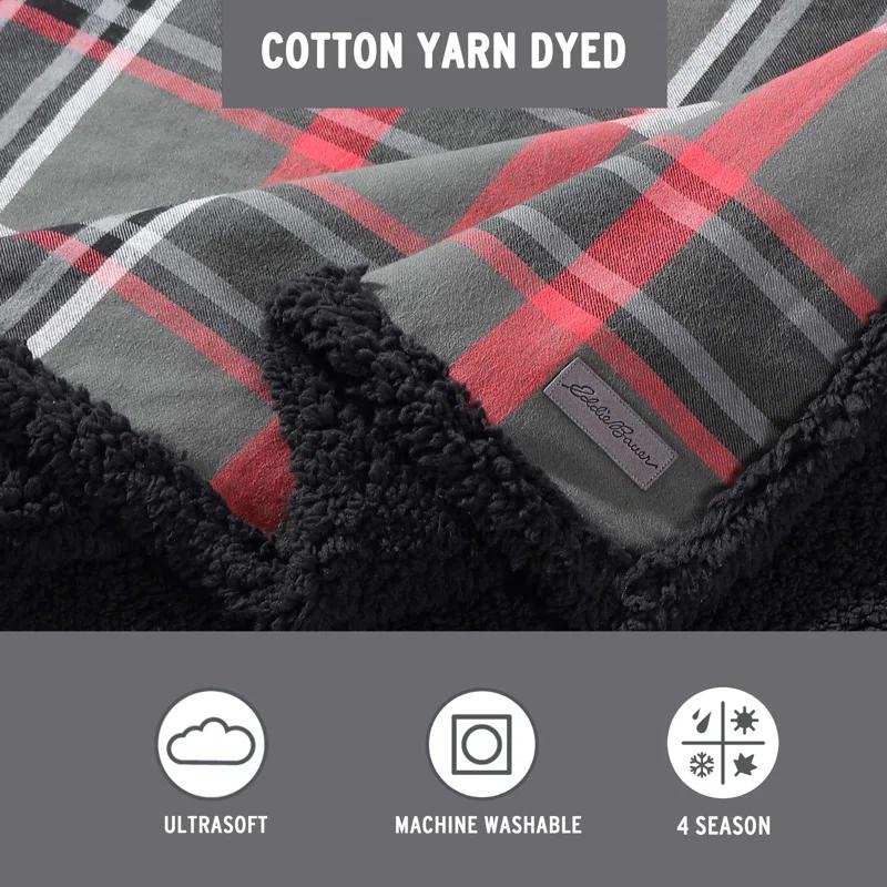 Eddie Bauer Eddie Bauer Printed Flannel/Sherpa Throw Blankets