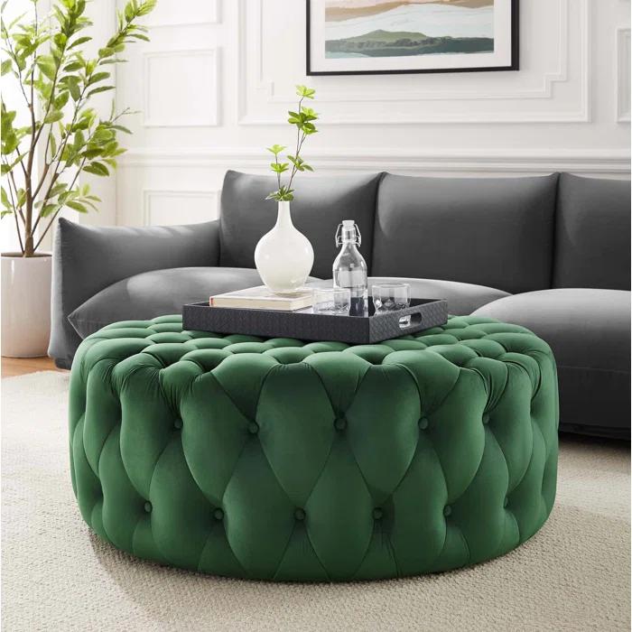 Modway Modway Amour Tufted Button Large Round Performance Velvet Ottoman