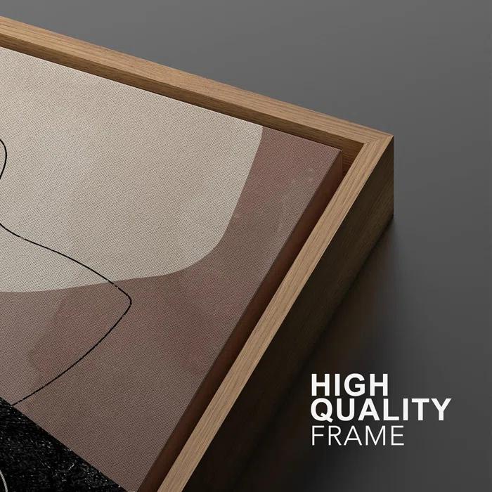 IDEA4WALL Mid Century Shape "Brown And Black Abstract Neutral Line Chic Framed Canvas Print 2 Pieces Wall Art