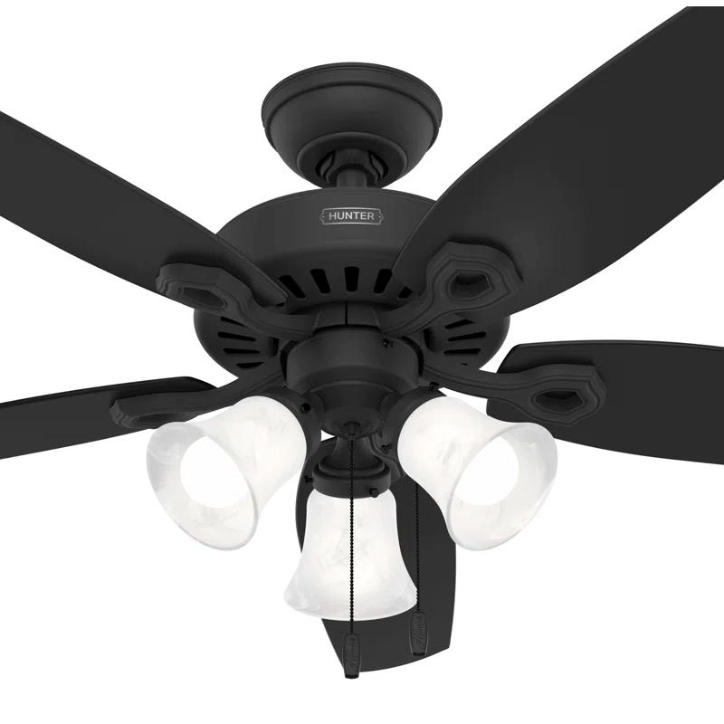 Builder Plus 52"5 - Blade Standard Ceiling Fan with Pull Chain and Light Kit Included