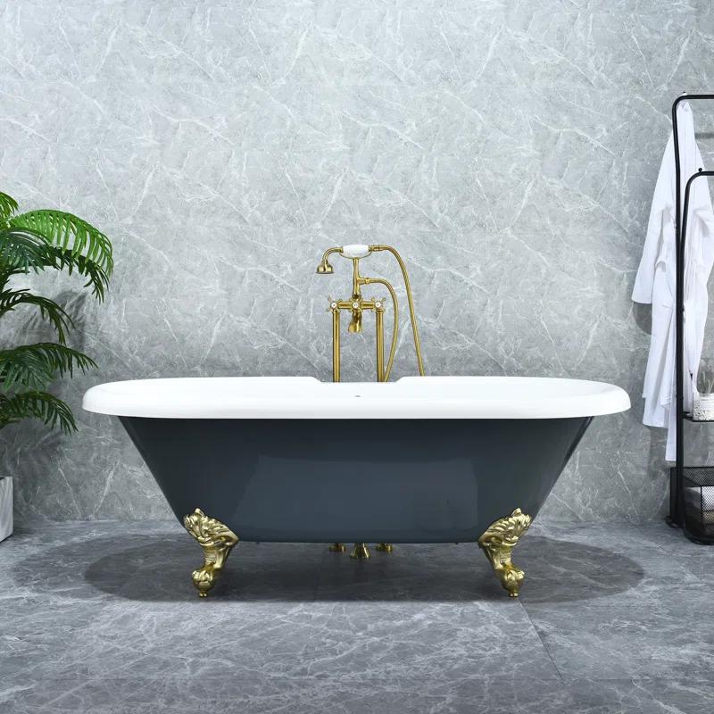 Altair 52167-BAT-GR-BB Kerta 66.9'' x 29.1'' Freestanding Soaking Acrylic Bathtub