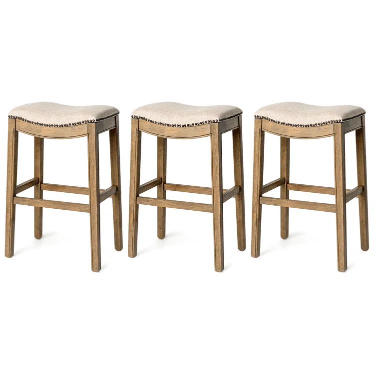 Maven Lane Maven Lane Adrien Backless Saddle Kitchen Stool with Fabric Upholstery