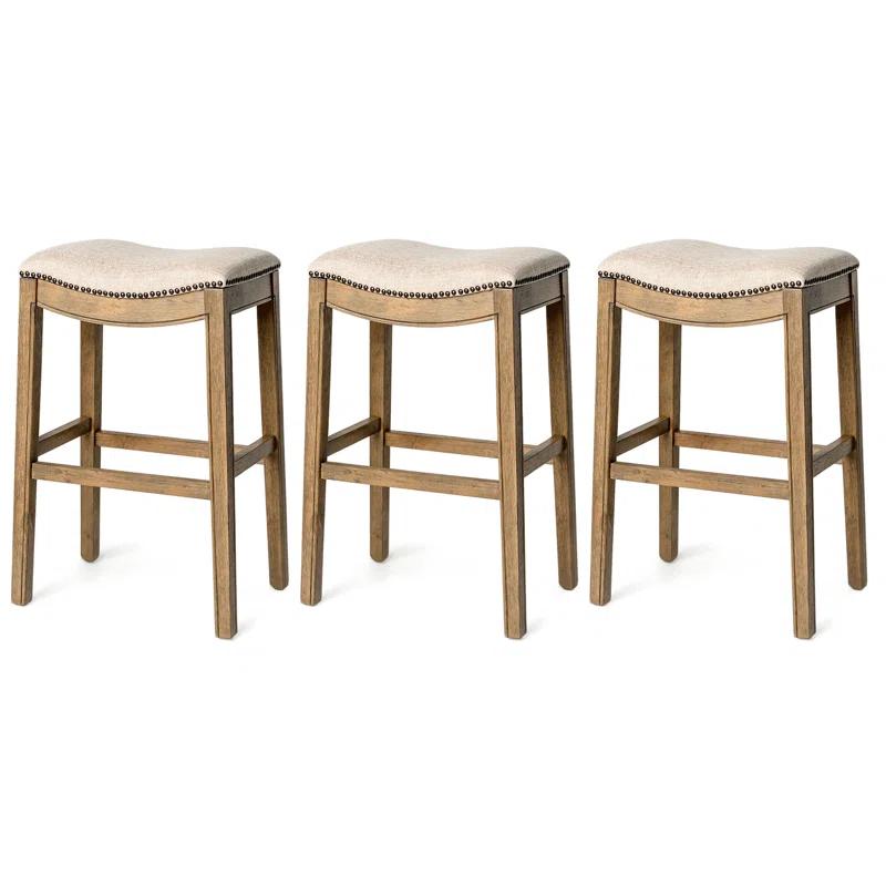 Maven Lane Maven Lane Adrien Backless Saddle Kitchen Stool with Fabric Upholstery