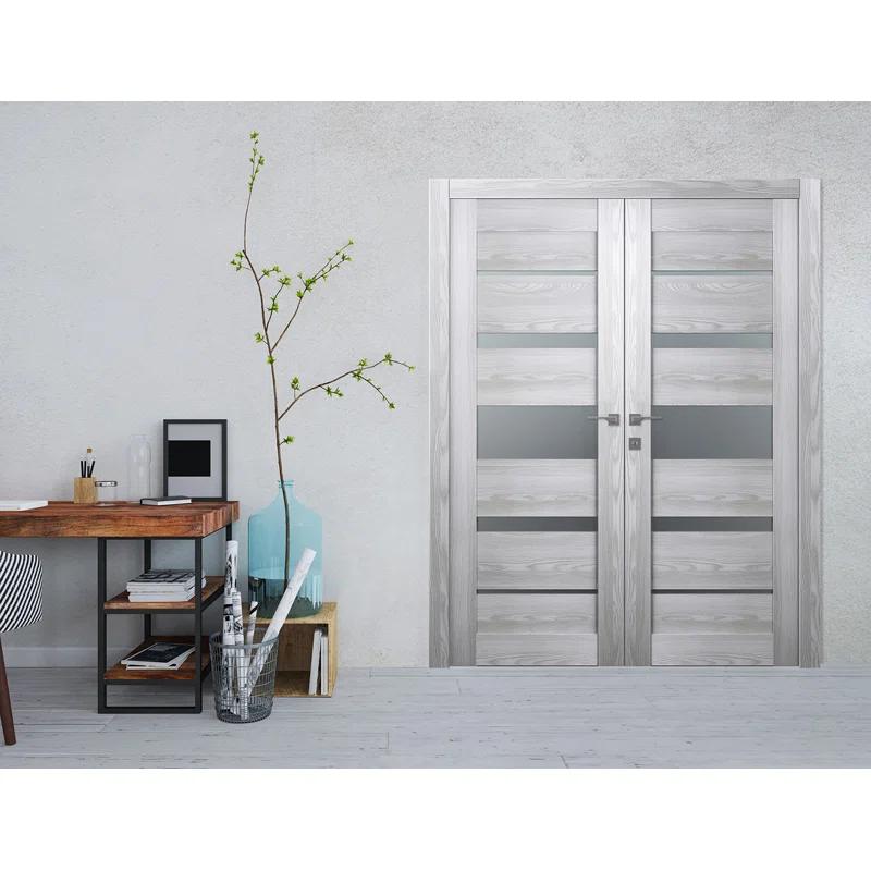 Belldinni Avon 07-02 Solid Manufactured Wood and Glass Paneled Prefinished Standard Double Door