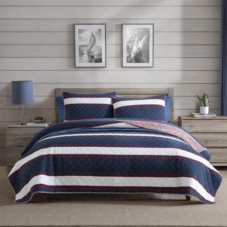 Nautica Prospect Harbor Nautica Wesley Blue Cotton Reversible Quilt Set