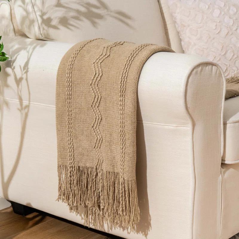 Battilo Home Bed Throws Decorative Boho Throw Blanket for Sofa Living Room, 50"x60"