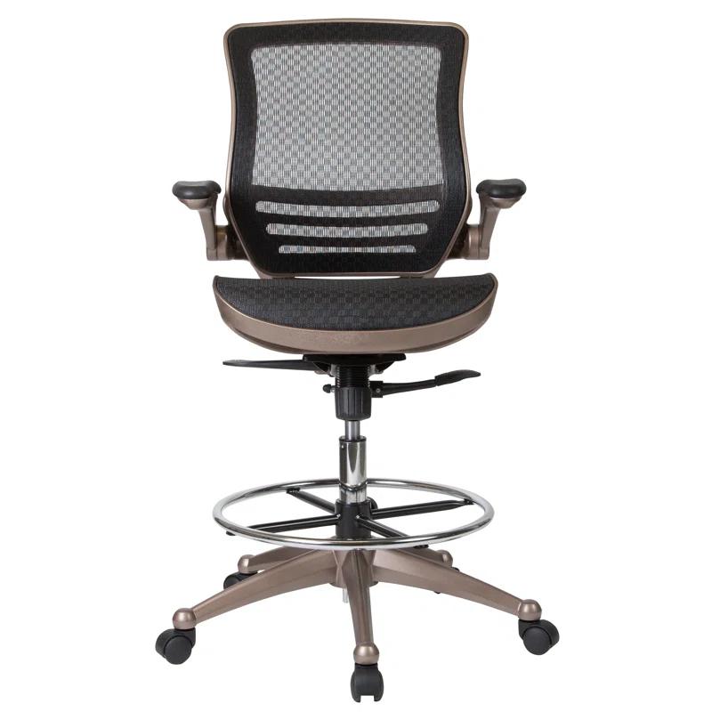 Flash Furniture Mignone Mid-Back Transparent Mesh Office Chair with Flip-Up Arms