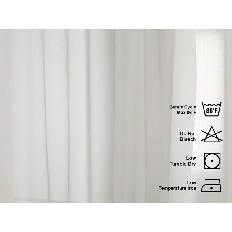 Extra Wide & Extra Long Faux Silk Crep Chifon Sheer Curtain Panels (Set of 2)