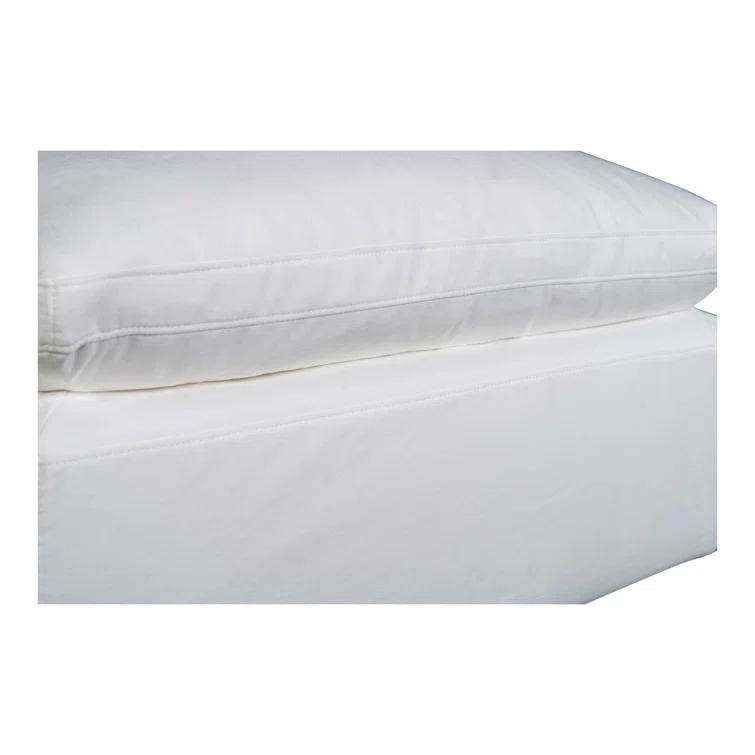 White Performance Fabric Transitional Ottoman