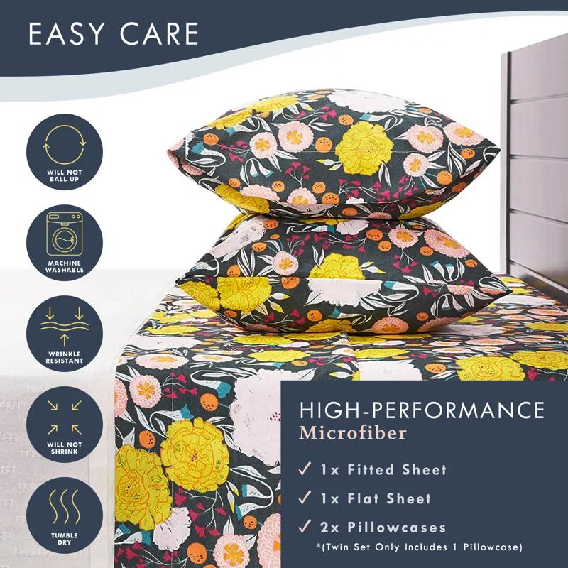 Where the Polka Dots Roam Microfiber Floral Fitted Sheet