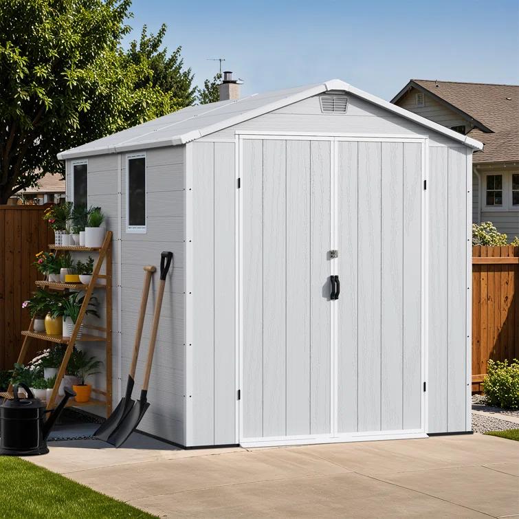 Patiowell 6 Ft. W X 8 Ft. D Resin Outdoor Storage Shed, Weather-resistant Outdoor Storage With Reinforced Design
