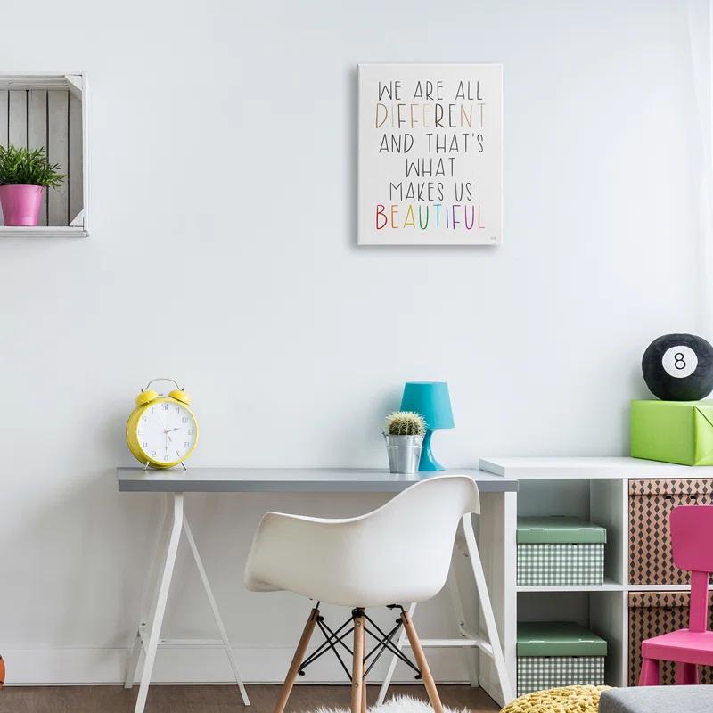 Stupell Industries Different Is Beautiful Inspirational Quote by Lux + Me Designs - Textual Art | Wayfair