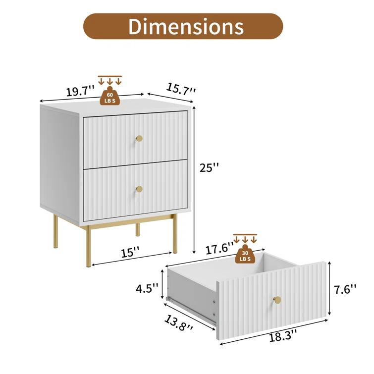 Nightstand With 2 Drawers (Set of 2)