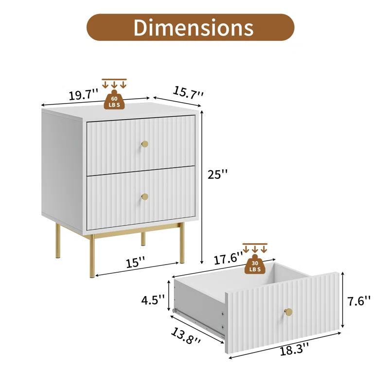 Nightstand With 2 Drawers (Set of 2)