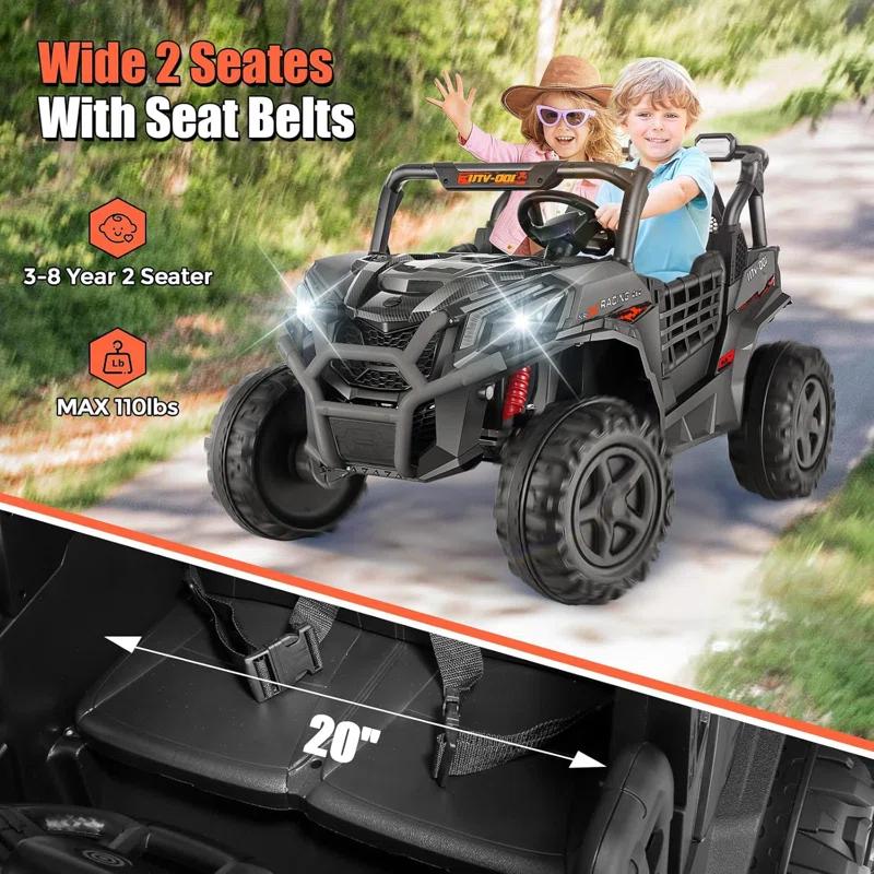 Ancheer 24v 2 Seater Ride on Car with Remote Control, 4WD/2WD Kids Power Electric Wheel UTV, 20" Spacious Seat, 4 Shock Absorbers, Music, Bluetooth, 24 Volt Ride On Toys for Boys/Girls