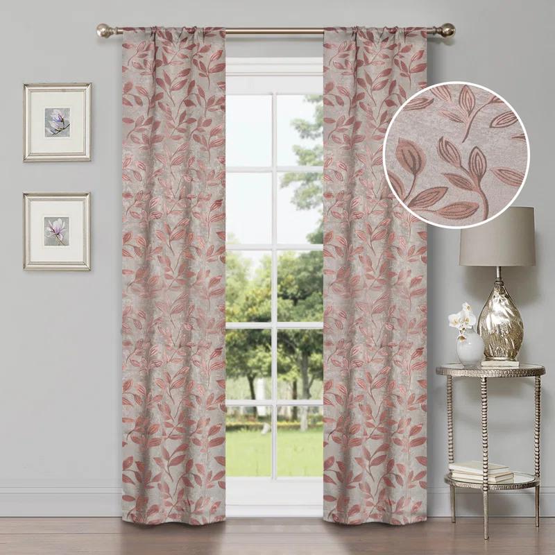 Superior Modern Bohemian Leaves Polyester Machine Washable Room Darkening Blackout Curtains by Superior (Set of 2)