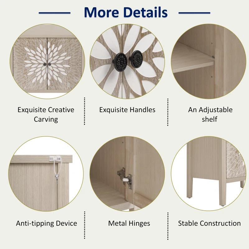 Alcott Hill® 2-door Accent Cabinet With An Adjustable Shelf And Exquisite Creative Carving