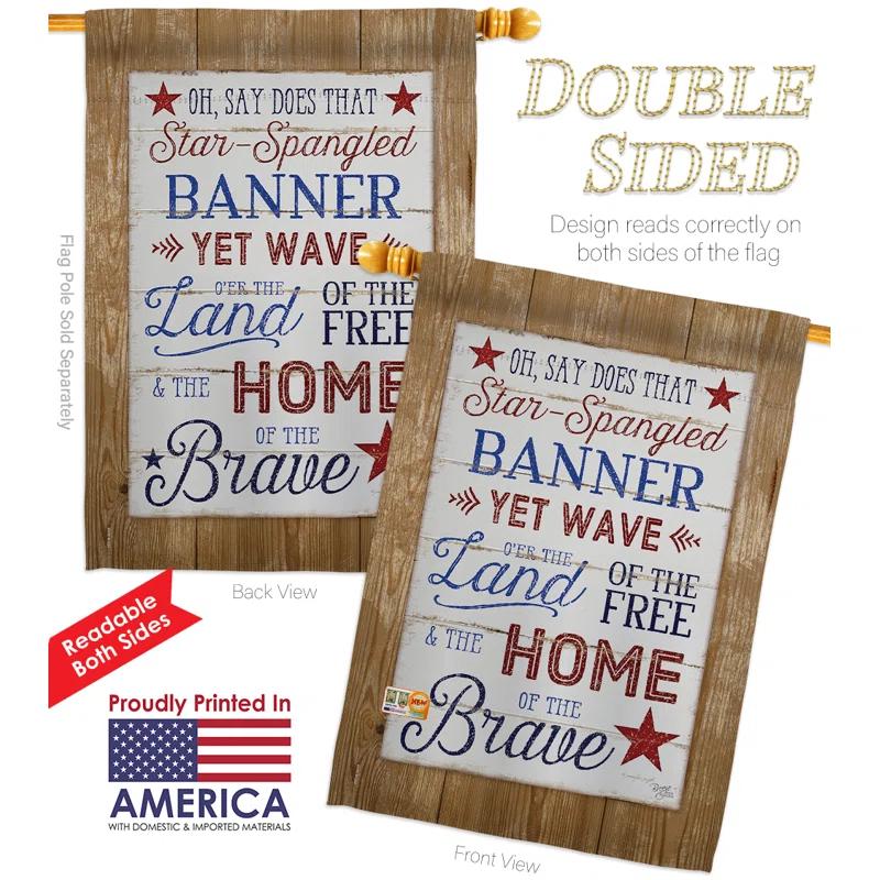 Breeze Decor Double Sided 40'' H x 28'' W Polyester Independence Day House Flag