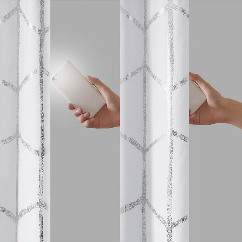 Intelligent Design Raina Total Blackout Metallic Print Grommet Top Curtain Panel