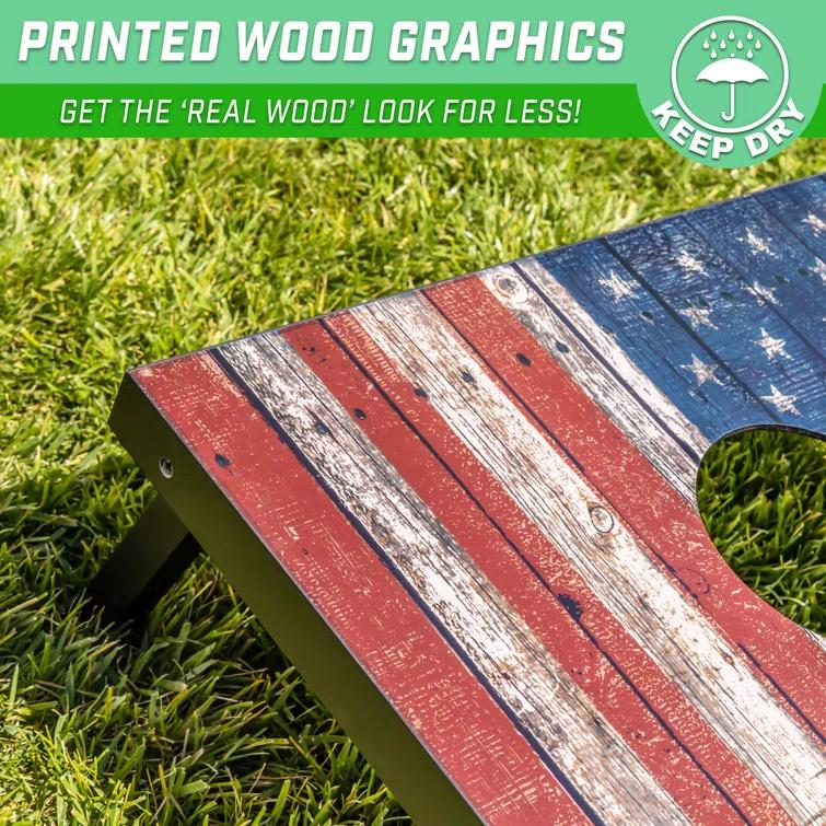 GoSports American Flag Regulation Cornhole Set with Carrying Case