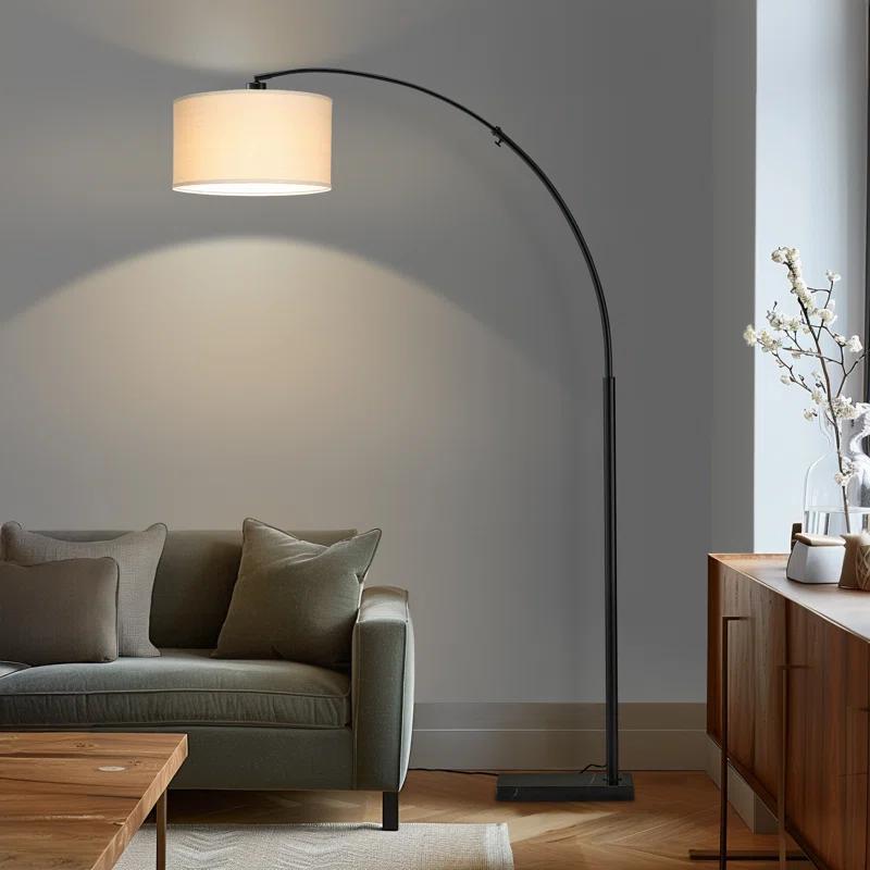 Brightech Logan 76 in. Adjustable and Extendable LED Arched Gold Floor Lamp with Weighted Marble Base - LED Bulb Included
