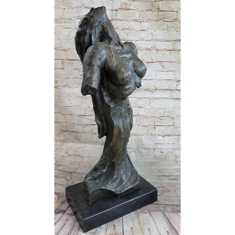 Red Barrel Studio® Tebbo Bronze Statue Figure Abstract Dancer Art Deco Modern Art Bronze Sculpture Deco