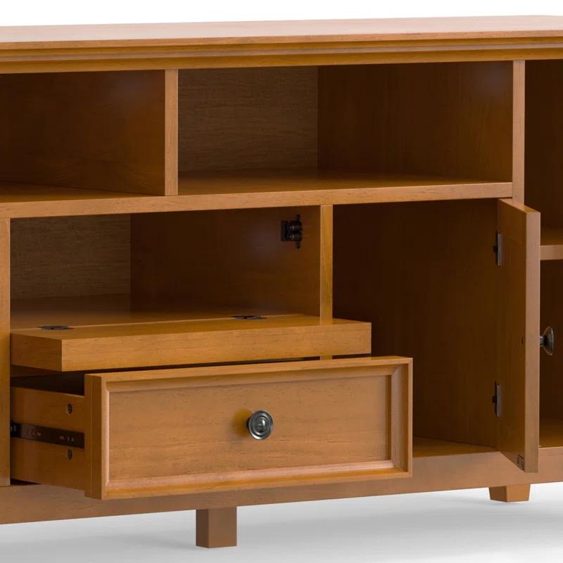 Simpli Home Amherst 54"W Solid Wood TV Stand for TVs up to 60" with Adjustable Shelves
