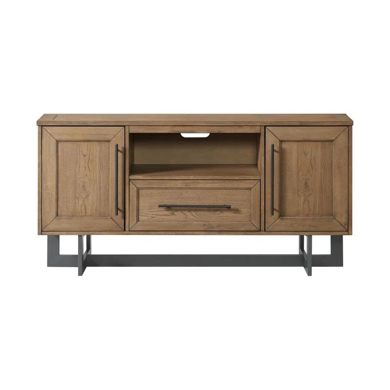 Trent Austin Design® Schiller Eden 60" Wide Media Console With Open Center Drawer, Rustic Dune