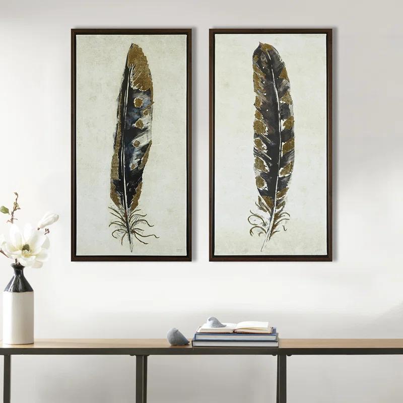 HLILish Gold Foil 2-Piece Canvas Wall Art Set