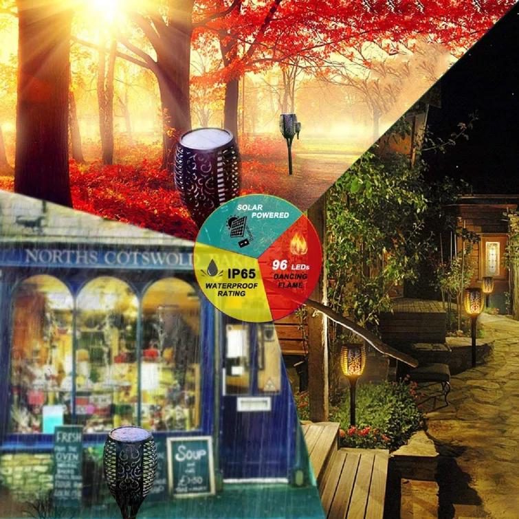 WBM Smart WBM Smart Solar Lights, Waterproof Flickering Flame LED Solar Night Light (Set of 2)