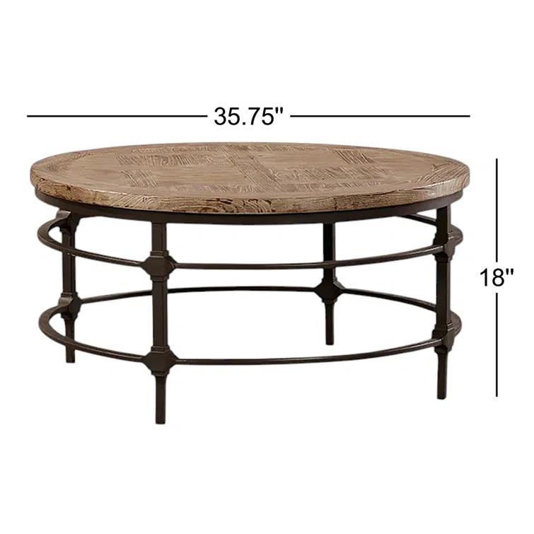 Parquet Round Reclaimed Wood Coffee Table (36")
