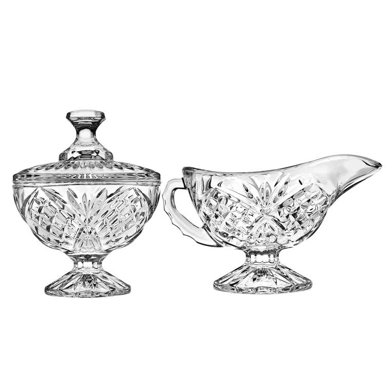 Godinger Silver Art Co Dublin Crystal Sugar Holder and Creamer Set