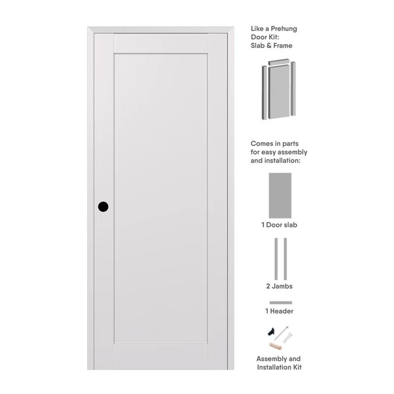Belldinni 1 Panel Shaker DIY-Friendly Solid Manufactured Wood Paneled Prefinished Standard Interior Door