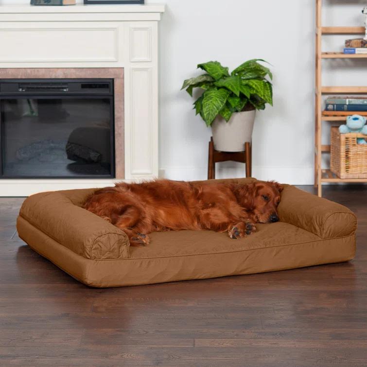 FurHaven Quilted Orthopedic Bolster Sofa Pet Bed