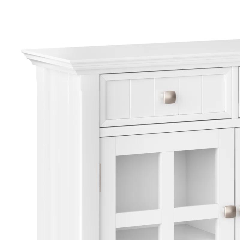 Simpli Home Acadian 36"W Solid Wood 2-Shelf Entryway Storage Cabinet with Glass Doors and 2 Drawers