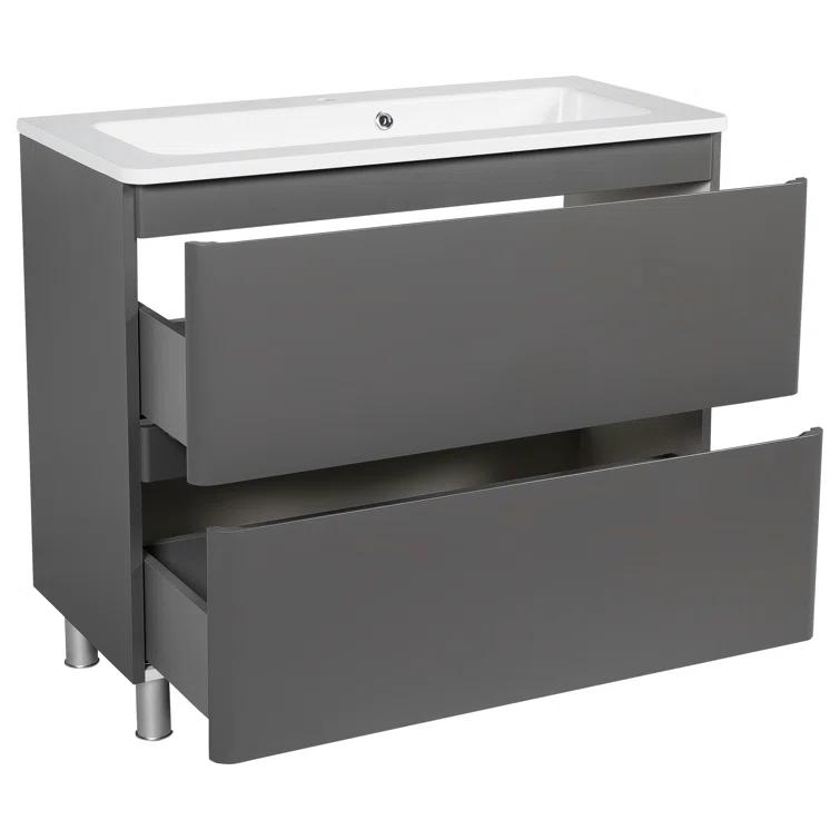 Bath Oasis 39.1'' Single Bathroom Vanity with Ceramic Top with Mirror