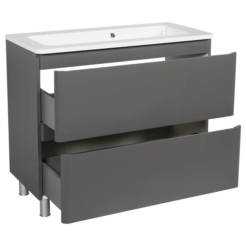 Bath Oasis 39.1'' Single Bathroom Vanity with Ceramic Top with Mirror